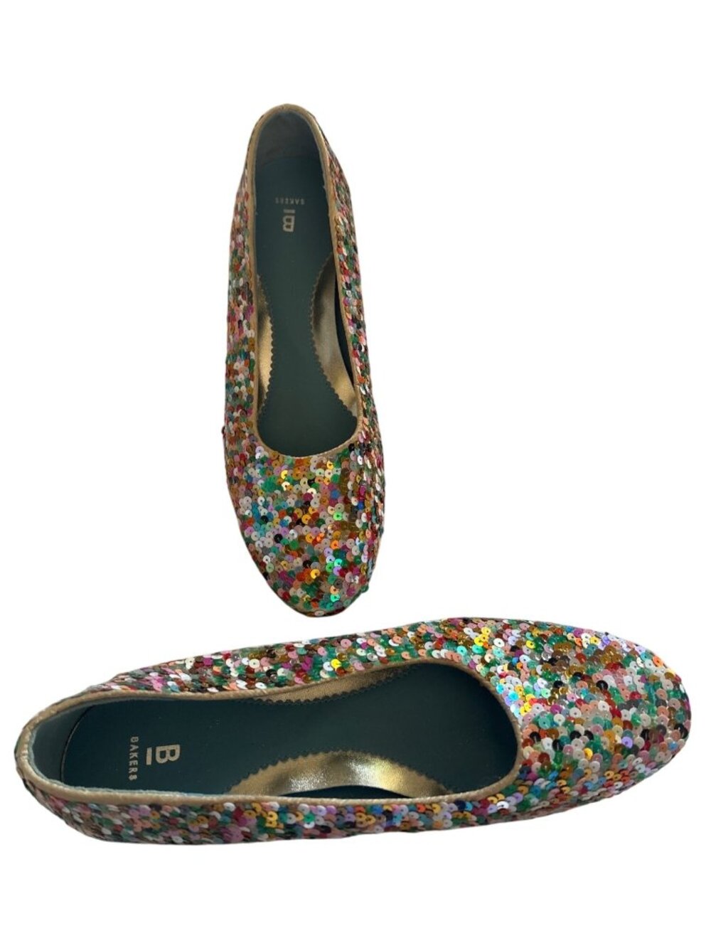 Party Girl Multi-Color Sequin Flats Size 11B Rubber Sole Sparkle